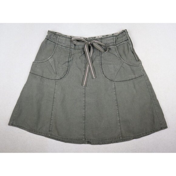 L.O.G.G H&M - WOMEN'S GREEN A-LINE LINEN BLEND KNEE LENGTH SKIRT SIZE 10 - FLAWS - Picture 3 of 11